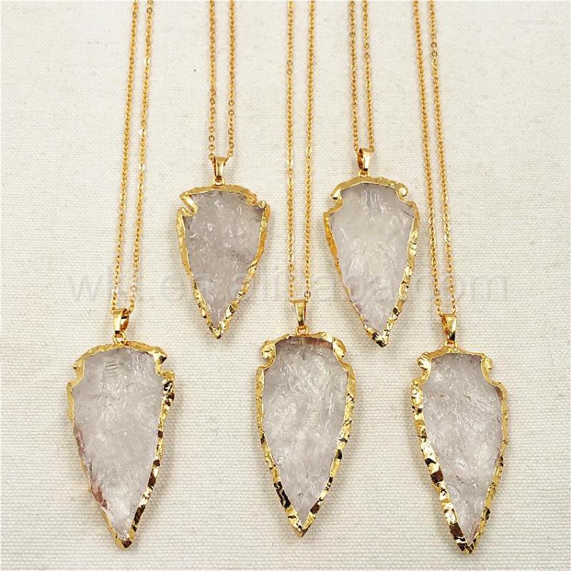 Pendant Necklaces WT-N791 Romantic Long Quartz Crystal Necklace Fashion 10pcs Arrowhead Stone For Jewelry Making
Pendant Necklaces WT-N791 Romantic Long Quartz Crystal Necklace Fashion 10pcs Arrowhead Stone For Jewelry Making