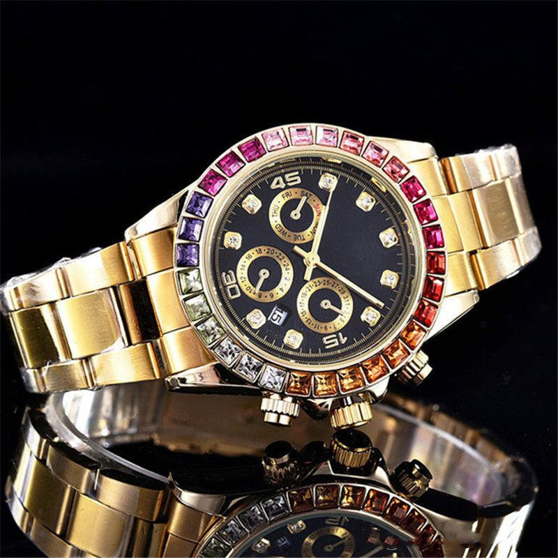 Mens Fashion Rainbow Watch Designer Automatic Quartz Movement Gold Strap Watchs Peculiar Three Eyes Six Needle Design Chronograph Multi-Function Wristwatch cs, A1
Mens Fashion Rainbow Watch Designer Automatic Quartz Movement Gold Strap Watchs Peculiar Three Eyes Six Needle Design Chronograph Multi-Function Wristwatch cs, A1