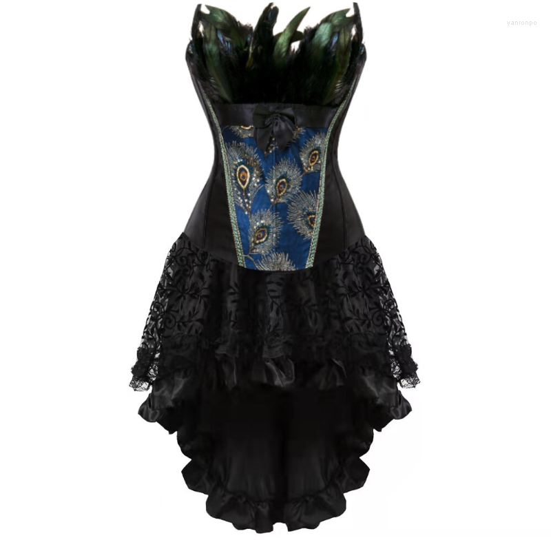 Bustiers & Corsets Women Sexy Peacock Feathers Embroidery Overbust Corset Bustier Lingerie Top With Skirt Set Burlesque DressBustiers, Black
Bustiers & Corsets Women Sexy Peacock Feathers Embroidery Overbust Corset Bustier Lingerie Top With Skirt Set Burlesque DressBustiers, Black