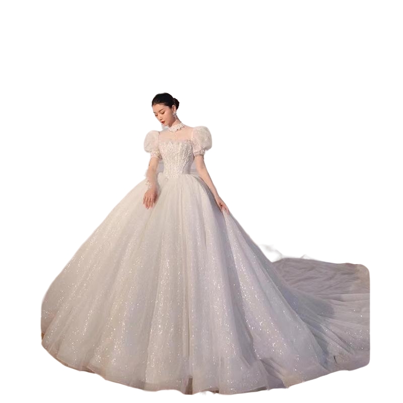 2023 Sweetheart Lace Ball Gown Wedding Dresses Muslim Long sequined Plus Size Bridal Gown Real Pictures