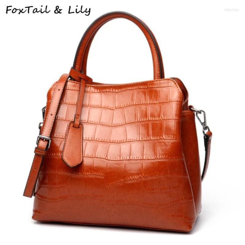 Evening Bags FoxTail & Lily Classic Stone Pattern Women Genuine Leather Handbag Luxury Quality Oil Wax Cowhide Ladies Shoulder Crossbody, Black 
Evening Bags FoxTail & Lily Classic Stone Pattern Women Genuine Leather Handbag Luxury Quality Oil Wax Cowhide Ladies Shoulder Crossbody, Black