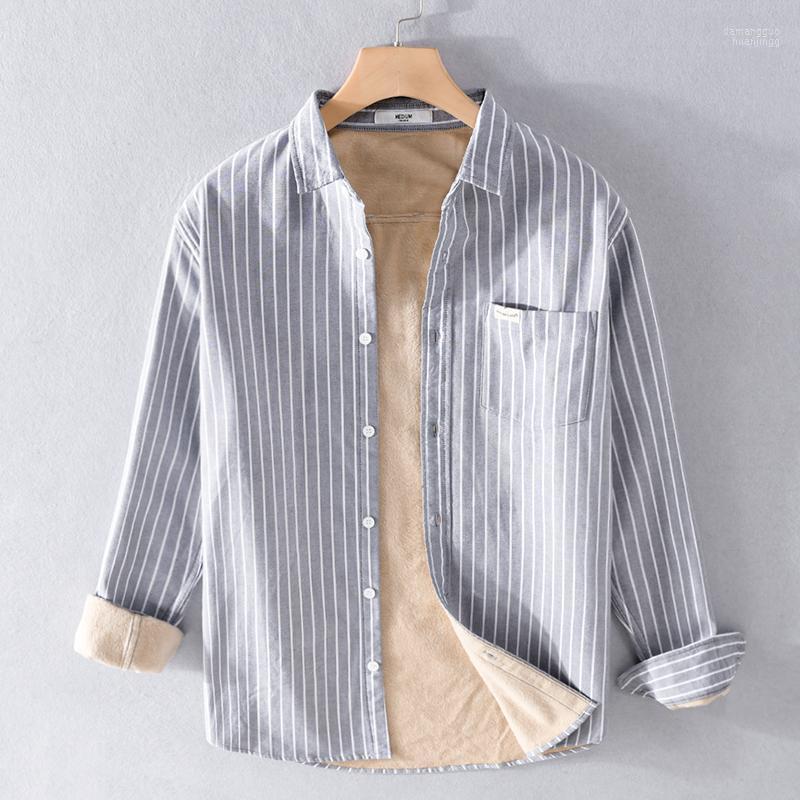 Men's Casual Shirts Men's Designer Long-sleeve Plus Velvet Thickening Striped Shirt For Men Trend Gray Warm Brand Chemise Camisas
Men's Casual Shirts Men's Designer Long-sleeve Plus Velvet Thickening Striped Shirt For Men Trend Gray Warm Brand Chemise Camisas