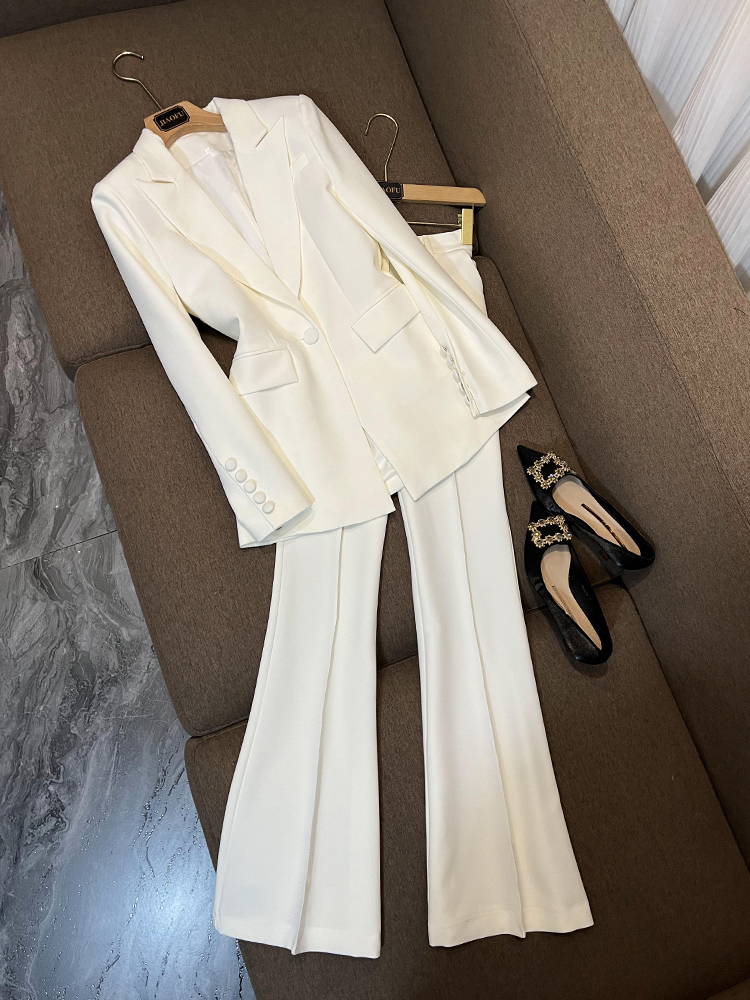 2022 Autumn White / Black Solid Color Two Piece Pants Sets Long Sleeve Notched-Lapel Single-Button Blazers Top & High Waist Flare Trousers Pants Suits Set O2O29262
2022 Autumn White / Black Solid Color Two Piece Pants Sets Long Sleeve Notched-Lapel Single-Button Blazers Top & High Waist Flare Trousers Pants Suits Set O2O29262