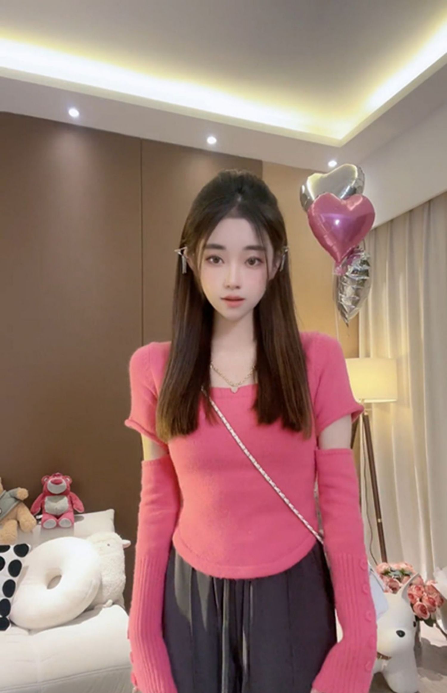 Womens o-neck hollow out long sleeve solid color short knitte sweater shirt tops SMLXL