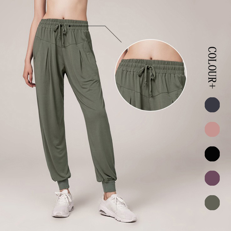 Women Yoga Outfit Running Pocket Joggers Casual Training Fast Dry Elastic Pants For Fitness Exercise Running