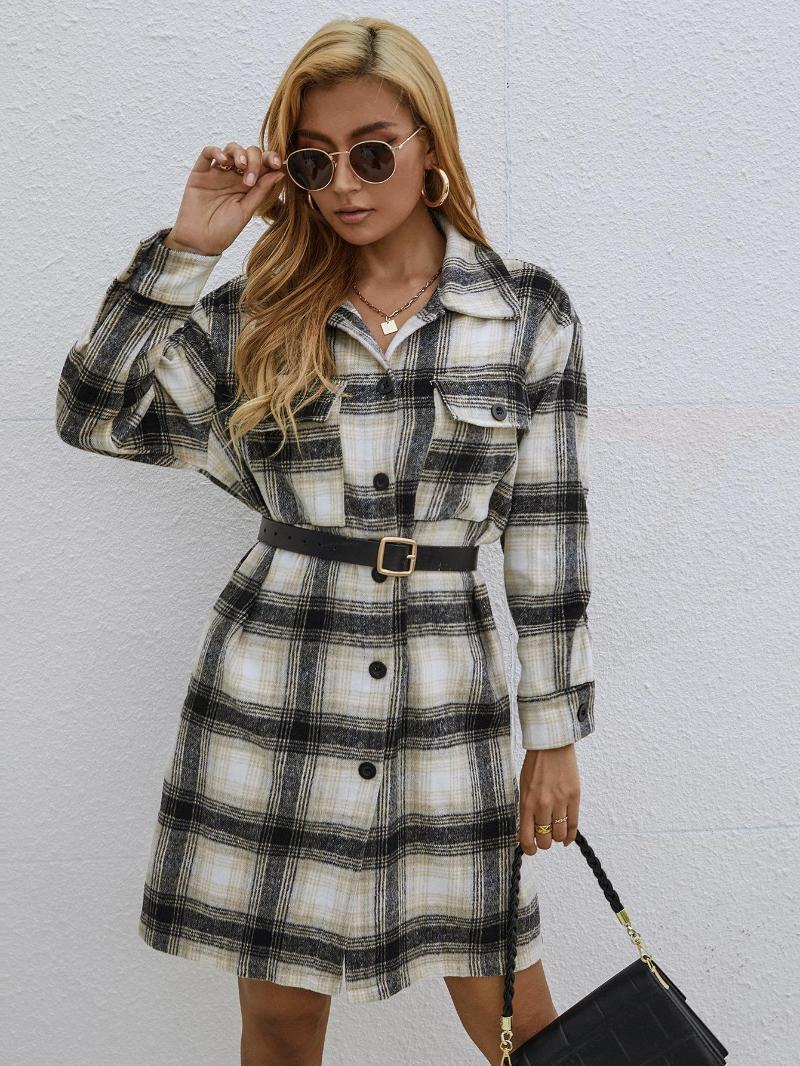Women' Jackets Women' Black White Plaid Women Coat Autumn Fashion Mid-Long Style Single-Breasted Jacket Slim Fit Casual Without Belt, Picture shown
Women' Jackets Women' Black White Plaid Women Coat Autumn Fashion Mid-Long Style Single-Breasted Jacket Slim Fit Casual Without Belt, Picture shown