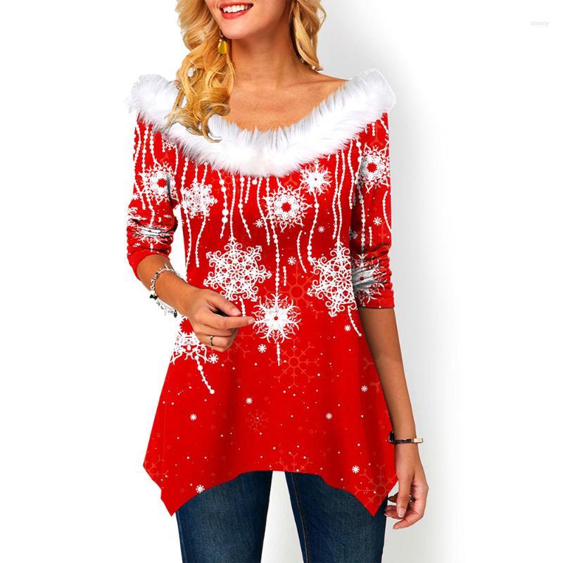 Women's T Shirts Women's T-Shirt Year Festival Women Fur Round Neck Tops Young Style Long Winter Loose Pullover Sleeve Tee Snowflake, Red
Women's T Shirts Women's T-Shirt Year Festival Women Fur Round Neck Tops Young Style Long Winter Loose Pullover Sleeve Tee Snowflake, Red