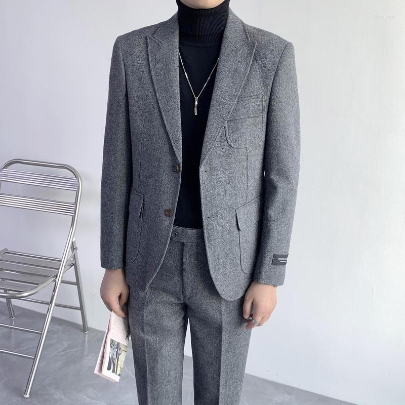 Men's Suits Men's & Blazers Autumn Winter Suit Men's Woolen Thick Two-piece Slim Wedding For Men Groom Tuxedos Business Casual, Light grey
Men's Suits Men's & Blazers Autumn Winter Suit Men's Woolen Thick Two-piece Slim Wedding For Men Groom Tuxedos Business Casual, Light grey