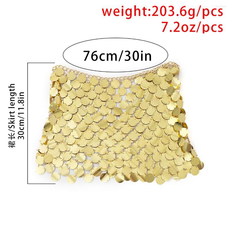 Skirts Handmade Chain Mail Mini Skirt Women Metal Mirror Disc Miniskirt Black Paillette Sequins Body Nightclub Party