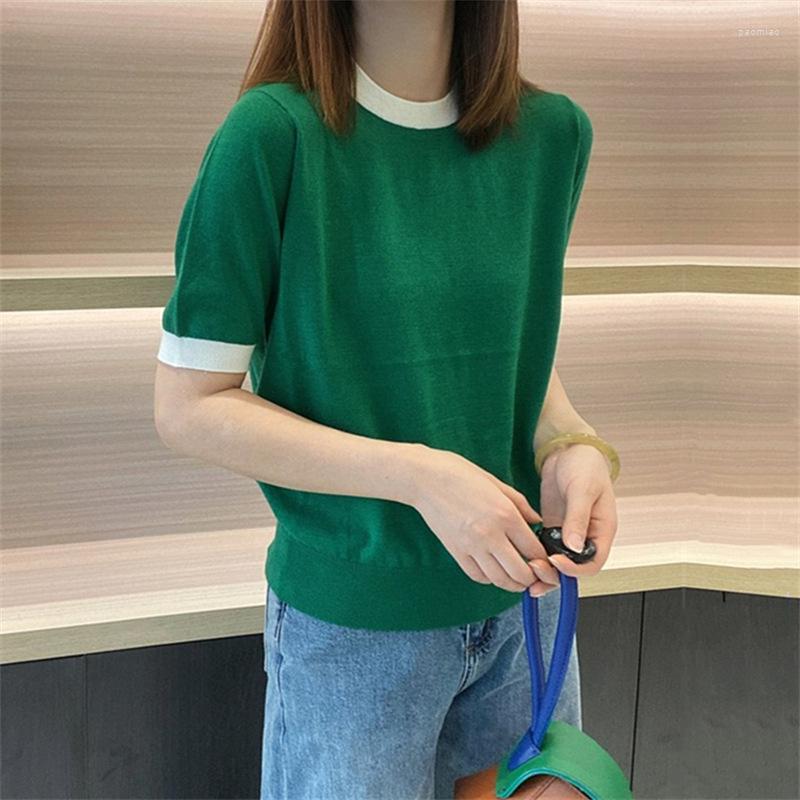 Women's T Shirts Ladies Short Sleeve Green Knitted T-shirt Women Summer Cute Multicolor Sweater Tshirt White Striped Knitwear Tee Shirt Knit
Women's T Shirts Ladies Short Sleeve Green Knitted T-shirt Women Summer Cute Multicolor Sweater Tshirt White Striped Knitwear Tee Shirt Knit