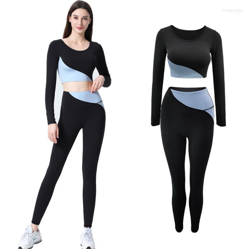 Yoga Outfit Women Long Sleeves Top And Leggings Set Color Blocking Exercise Sport Suits, Blue
Yoga Outfit Women Long Sleeves Top And Leggings Set Color Blocking Exercise Sport Suits, Blue