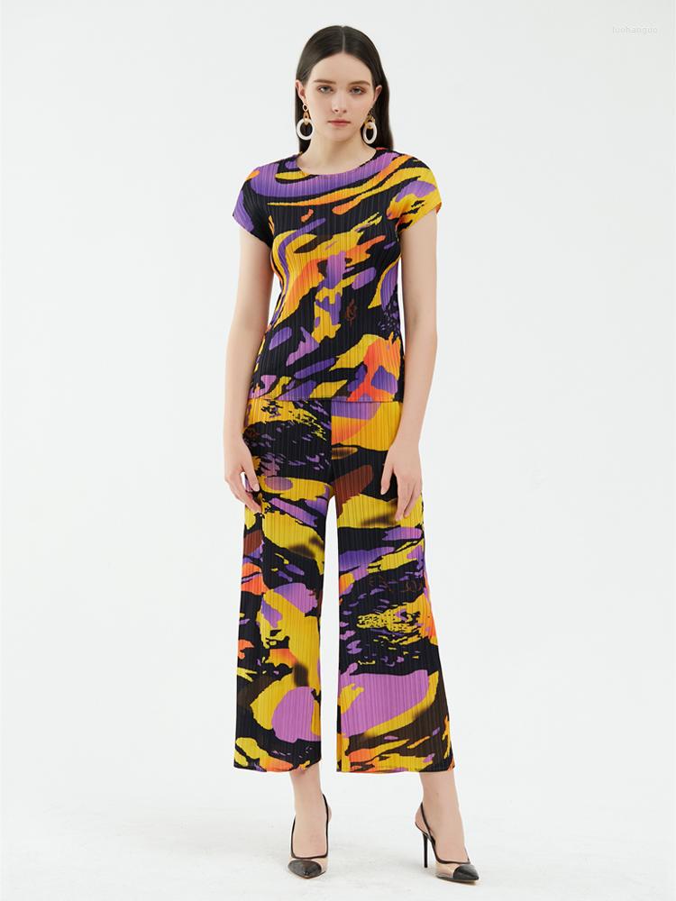 Women's Two Piece Pants Miyake Pleats 2022 Vintage Printed Casual Set Womens Outfits Sleeveless Vest T-shirt Tops Straight, Black
Women's Two Piece Pants Miyake Pleats 2022 Vintage Printed Casual Set Womens Outfits Sleeveless Vest T-shirt Tops Straight, Black