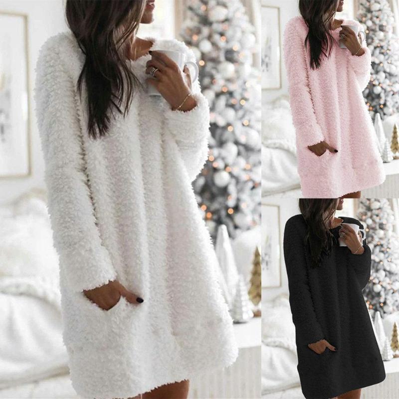 Casual Dresses Women Plush Short Dress Round Collar Solid Long Sleeve Straight Loose For Spring Fall -XL, Black
Casual Dresses Women Plush Short Dress Round Collar Solid Long Sleeve Straight Loose For Spring Fall -XL, Black