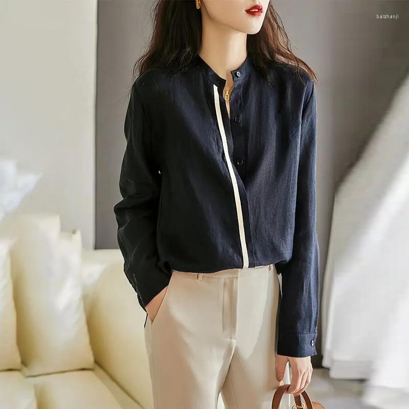 Women' Blouses Ramie Single-breasted Long-sleeved Small Stand-up Collar Shirt Female Design Sense Ladies Tops V-Neck Polyester Silk, Black
Women' Blouses Ramie Single-breasted Long-sleeved Small Stand-up Collar Shirt Female Design Sense Ladies Tops V-Neck Polyester Silk, Black