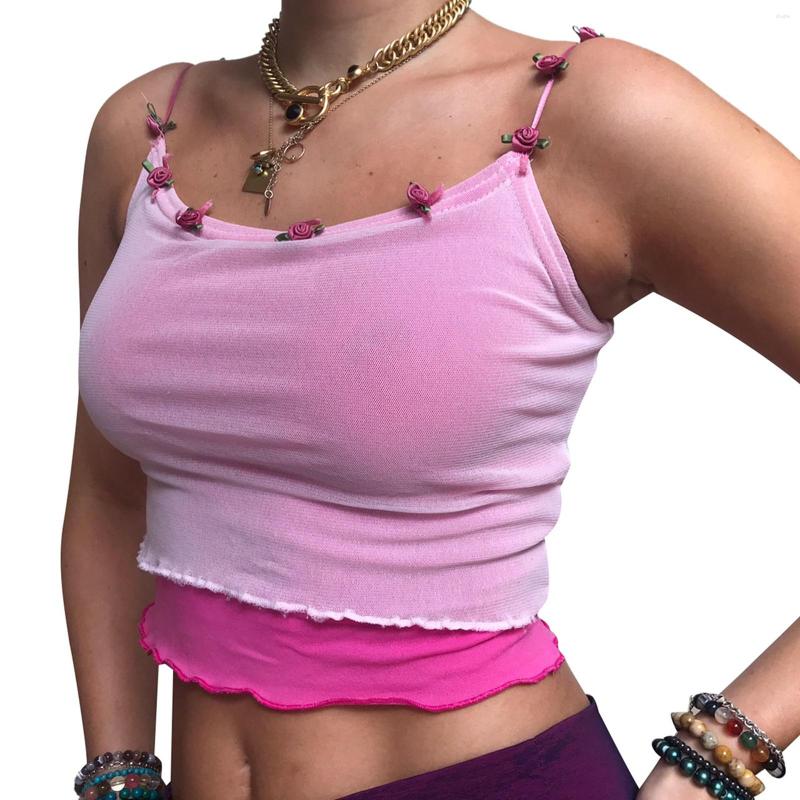 Women' Tanks Summer Ladies Pink Camisole Double Layers Flower Decor Sexy Ruffle Trim Slim Wild Casual Base Exposed Navel Sling Tops
Women' Tanks Summer Ladies Pink Camisole Double Layers Flower Decor Sexy Ruffle Trim Slim Wild Casual Base Exposed Navel Sling Tops