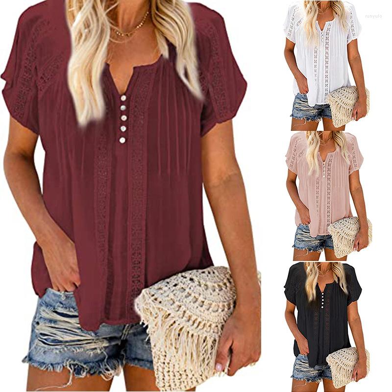 Women' Blouses Summer 2022 Women Button V-neck Lace Crochet Chiffon Shirts Ladies Short Sleeve Hollow Out Casual Loose Tops Blouse, Style 6
Women' Blouses Summer 2022 Women Button V-neck Lace Crochet Chiffon Shirts Ladies Short Sleeve Hollow Out Casual Loose Tops Blouse, Style 6