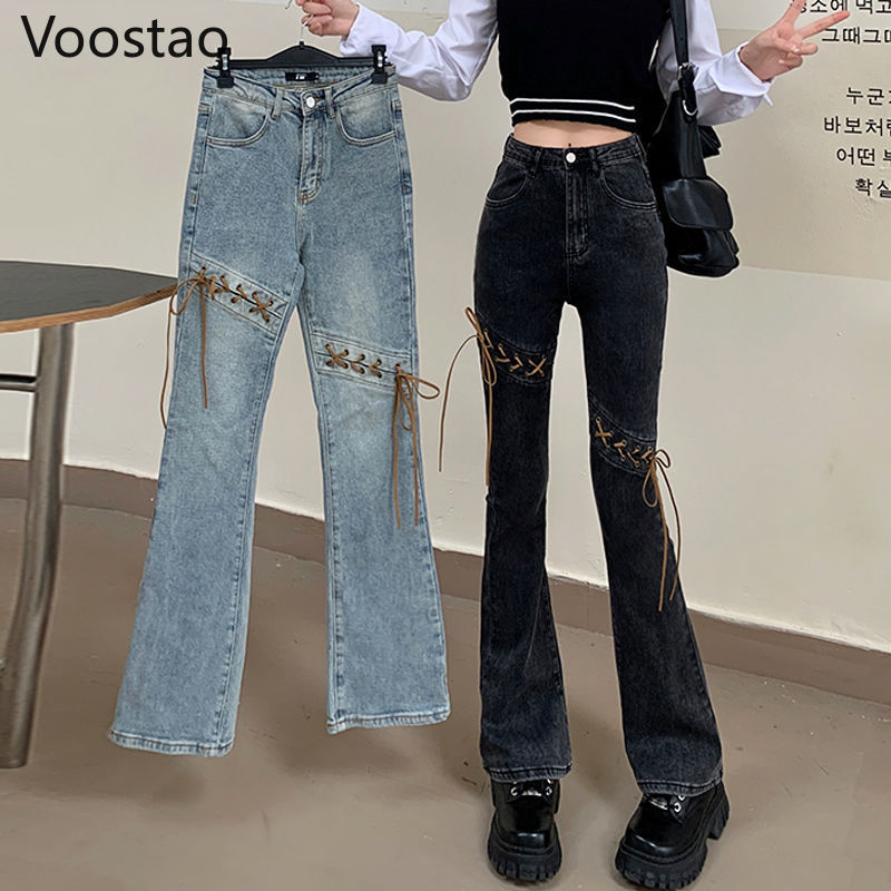 QNPQYX New Vintage Gothic High Waist Denim Pants Spring Autumn Women Sweet Chic Bandage Slim Flare Pants Female Y2k Punk Jeans Trousers, Black
QNPQYX New Vintage Gothic High Waist Denim Pants Spring Autumn Women Sweet Chic Bandage Slim Flare Pants Female Y2k Punk Jeans Trousers, Black