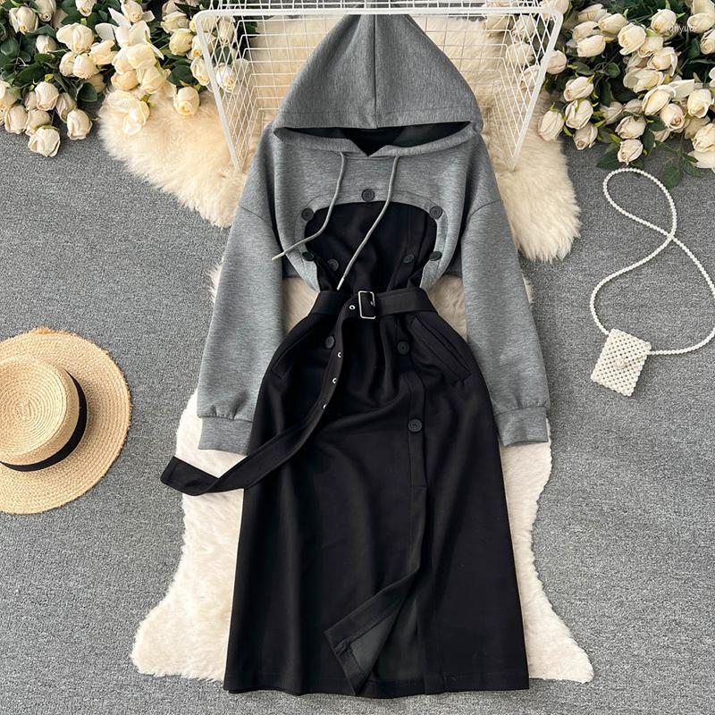 Casual Dresses Spring Fashion Trench Coat Women Hooded Splice Hit The Color Korean Double-Breasted Slim Mid-Length Tooling Windbreaker, Gray
Casual Dresses Spring Fashion Trench Coat Women Hooded Splice Hit The Color Korean Double-Breasted Slim Mid-Length Tooling Windbreaker, Gray