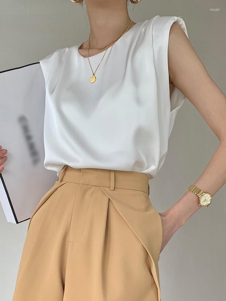 Women's Blouses Stylish Chic O-neck Women Satin 2022 Spring Summer Loose Female Sleeveless Tops Elegant Ladies Blusas, Champagne
Women's Blouses Stylish Chic O-neck Women Satin 2022 Spring Summer Loose Female Sleeveless Tops Elegant Ladies Blusas, Champagne