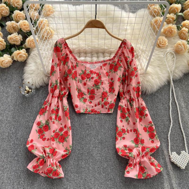 Women's Blouses 2022 Spring Autumn Fashion Women Korean Sweet Floral Print Square Collar Short Top Mujer Slim Long Sleeve Shirt Blouse D973, Blue
Women's Blouses 2022 Spring Autumn Fashion Women Korean Sweet Floral Print Square Collar Short Top Mujer Slim Long Sleeve Shirt Blouse D973, Blue