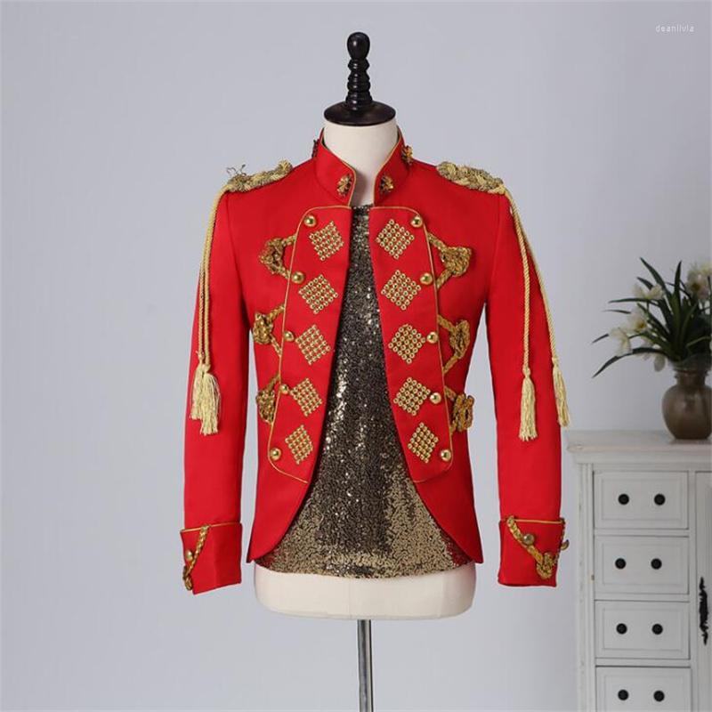 Men' Suits Red Court Blazer Men Groom Suit Jackets Mens Wedding Costume Singer Star Style Dance Stage Clothing Formal Dress B239
Men' Suits Red Court Blazer Men Groom Suit Jackets Mens Wedding Costume Singer Star Style Dance Stage Clothing Formal Dress B239