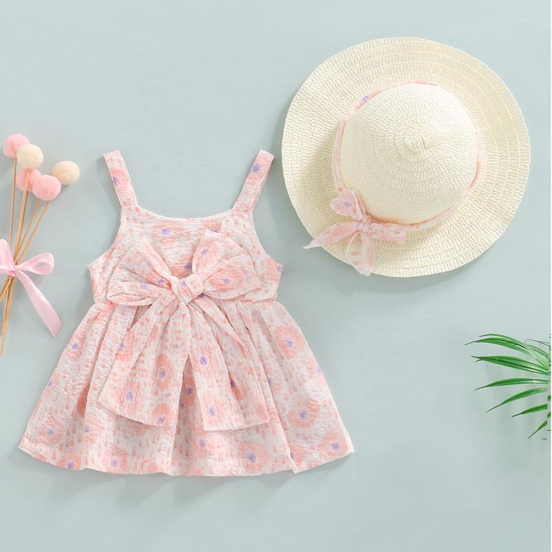 Girl Dresses 0-3Y Baby Dress Sun Hat Sets Big Bow Decor Flower Pattern Sleeveless Sling Sweet Style Princess Summer Clothing, Pink
Girl Dresses 0-3Y Baby Dress Sun Hat Sets Big Bow Decor Flower Pattern Sleeveless Sling Sweet Style Princess Summer Clothing, Pink