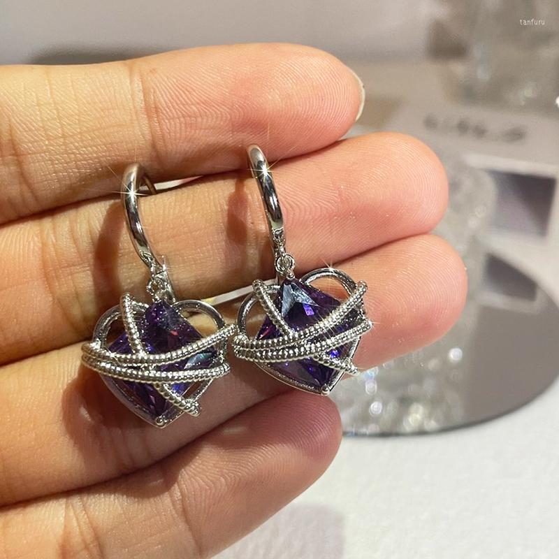 Dangle Earrings Exquisite Purple Heart Shape Hoop Drop Geometric Crystal Earring For Women Birthday Party Anniversary Jewelry
Dangle Earrings Exquisite Purple Heart Shape Hoop Drop Geometric Crystal Earring For Women Birthday Party Anniversary Jewelry