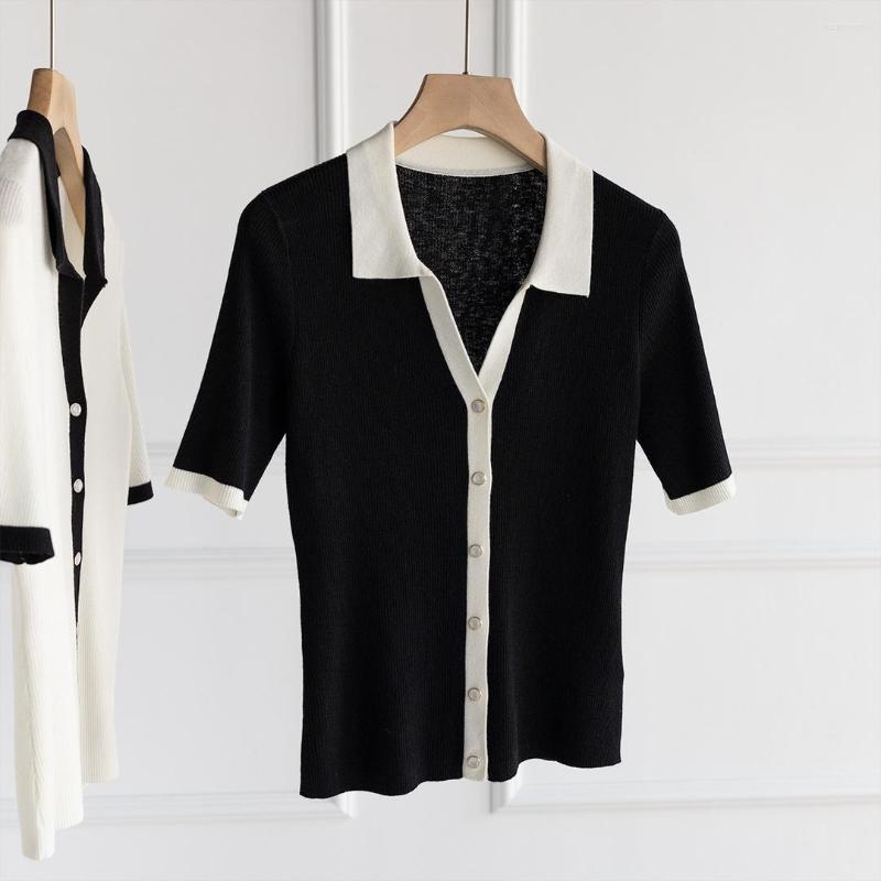 Women's Knits 2022 Women Fashion Short Sleeve Sexy Contrast Color Wool Knitted Cardigan 0428
Women's Knits 2022 Women Fashion Short Sleeve Sexy Contrast Color Wool Knitted Cardigan 0428