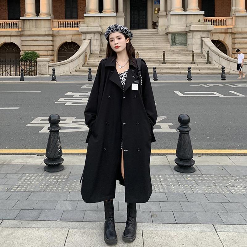 Women's Trench Coats Harajuku Style Black Long Women Coat With Belt Autumn Winter Turn Down Collar Women's Appliques Windbreaker
Women's Trench Coats Harajuku Style Black Long Women Coat With Belt Autumn Winter Turn Down Collar Women's Appliques Windbreaker