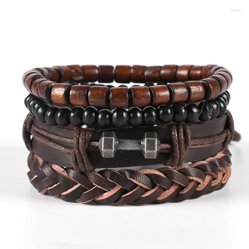 Charm Bracelets Men's Cowhide Braided Bracelet Alloy Dumbbell Accessories Handmade Brown Leather Casual For Men Lace-up
Charm Bracelets Men's Cowhide Braided Bracelet Alloy Dumbbell Accessories Handmade Brown Leather Casual For Men Lace-up