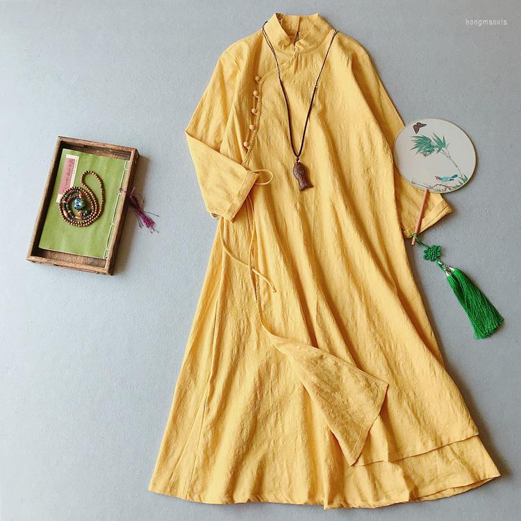 Casual Dresses Women Dress Solid Color 2022 Spring Retro Cotton Linen Chinese Style Double Layer Long Sleeve Robe
Casual Dresses Women Dress Solid Color 2022 Spring Retro Cotton Linen Chinese Style Double Layer Long Sleeve Robe