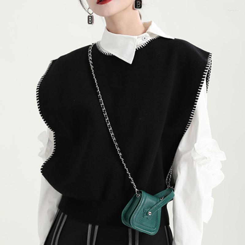 Women's Vests XUXI 2022 Spring Bright Line Seaming Knitting Vest Women Fashion Pullover Sweater Short O-Neck Coat E4874, Black
Women's Vests XUXI 2022 Spring Bright Line Seaming Knitting Vest Women Fashion Pullover Sweater Short O-Neck Coat E4874, Black
