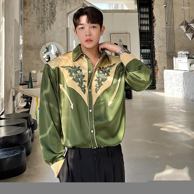 Men's Casual Shirts Men Shirt Spring Autumn Print Patchwork Lapel Long Sleeve Streetwear Tops 2022 Korean Loose Fashion Blouse A125, Green
Men's Casual Shirts Men Shirt Spring Autumn Print Patchwork Lapel Long Sleeve Streetwear Tops 2022 Korean Loose Fashion Blouse A125, Green