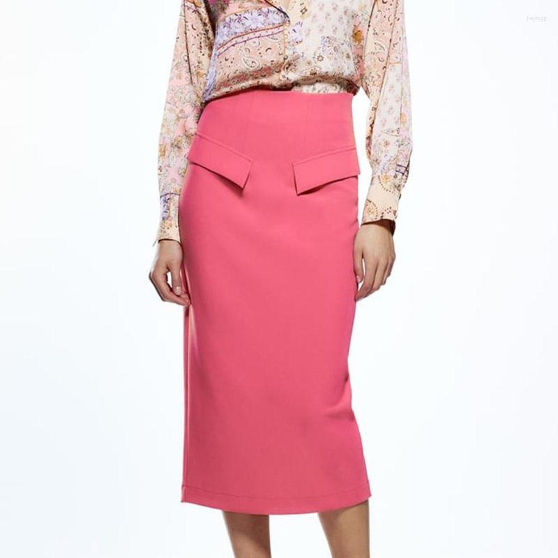 Skirts 2022 Lady Women's Sexy High Waist Dress Spring Flip Decorative Straight Skirt, As photo