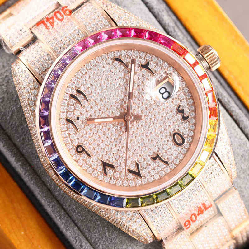 Rainbow Bezel Diamond Watch Men Yellow Gold Arabic Numerals Silver Automatic 2824 Movement Cz Luxury Iced Out Watches Sapphire Glass 904l, 01 yellow gold
Rainbow Bezel Diamond Watch Men Yellow Gold Arabic Numerals Silver Automatic 2824 Movement Cz Luxury Iced Out Watches Sapphire Glass 904l, 01 yellow gold