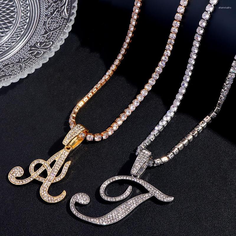 Chains INS Fashion Bling A-Z Cursive Initial Letter Crystal Pendant Necklace For Women Iced Out Zircon Tennis Chain Jewelry
Chains INS Fashion Bling A-Z Cursive Initial Letter Crystal Pendant Necklace For Women Iced Out Zircon Tennis Chain Jewelry