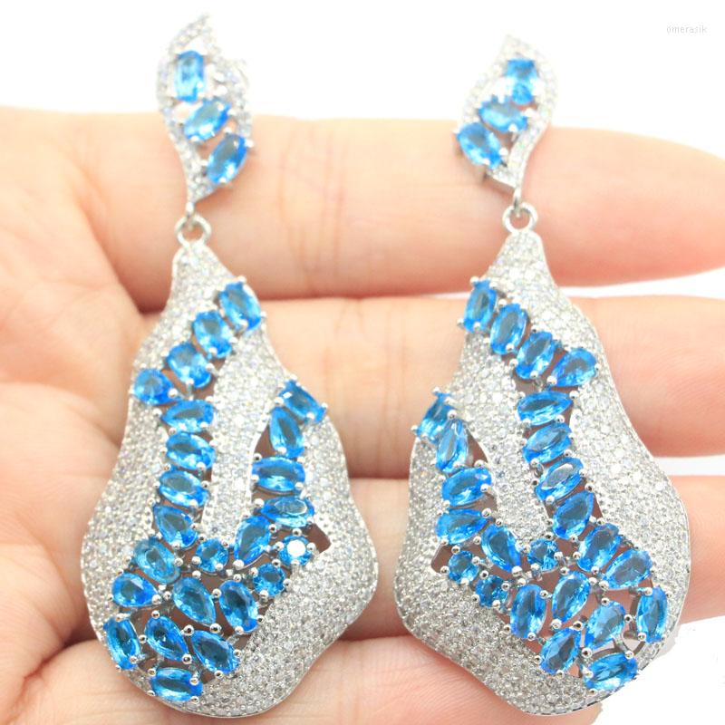 Dangle Earrings 68x28mm Awesome Big Heavy 16.7g Swiss Blue Topaz CZ Women Dating Present Silver
Dangle Earrings 68x28mm Awesome Big Heavy 16.7g Swiss Blue Topaz CZ Women Dating Present Silver