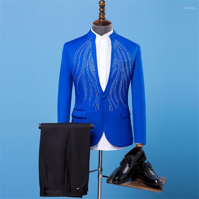 Men's Suits Blazer Men Groom Suit Set With Pants Mens Youth Moderator Singer Star Style Dance Stage Clothing Formal Dress, Blue
Men's Suits Blazer Men Groom Suit Set With Pants Mens Youth Moderator Singer Star Style Dance Stage Clothing Formal Dress, Blue