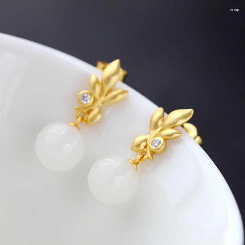 Dangle Earrings Authentic 925 Sterling Silver Inlaid Natural White Jade 18K Gold Plated Eardrop Trendy High Quality Party Fine Jewelr
Dangle Earrings Authentic 925 Sterling Silver Inlaid Natural White Jade 18K Gold Plated Eardrop Trendy High Quality Party Fine Jewelr