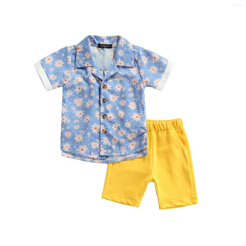 Clothing Sets 2 Pieces Kids Suit Set Summer Daisy Turn-Down Collar Short Sleeve Shirt Solid Color Shorts For Boys 1-6 Years, Picture shown 
Clothing Sets 2 Pieces Kids Suit Set Summer Daisy Turn-Down Collar Short Sleeve Shirt Solid Color Shorts For Boys 1-6 Years, Picture shown
