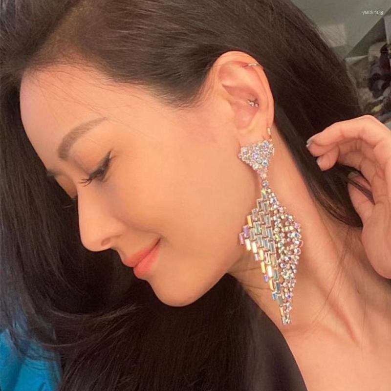 

Dangle Earrings Bling AB Color Rhinestone Big Pendant Women Accessories Fashion Gilrs' Statement Jewelry