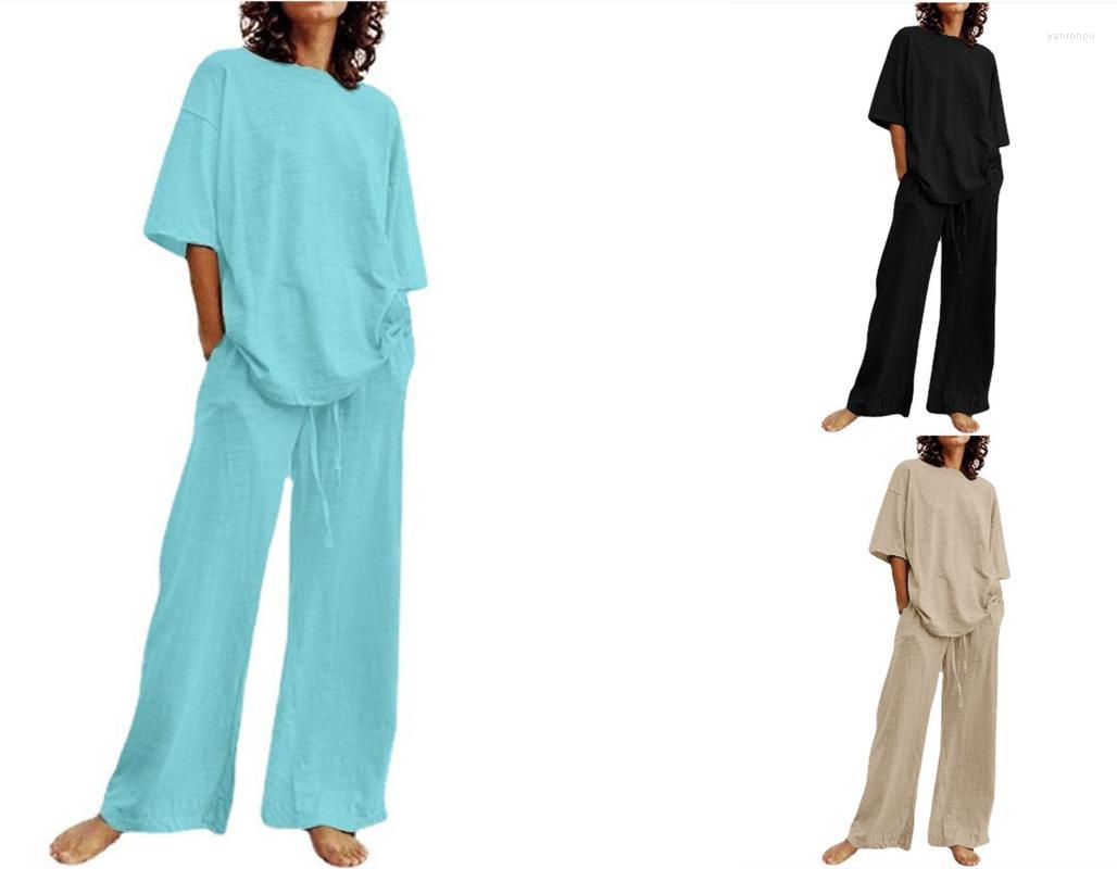 Women' Two Piece Pants Women' Summer 2022 Urban Casual Short Sleeve Solid Color Drawstring Wide Leg Trouser SuitWomen, Black
Women' Two Piece Pants Women' Summer 2022 Urban Casual Short Sleeve Solid Color Drawstring Wide Leg Trouser SuitWomen, Black