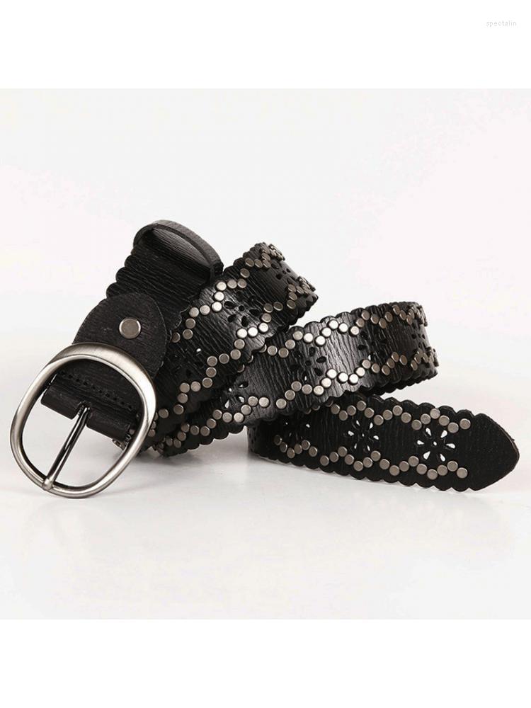 Belts 105-120CM High Quality Men Leather Belt Lace Women Rivet Head Layer Cowhide Personalized Buckle Punk Style Fashion Jeans, Black
Belts 105-120CM High Quality Men Leather Belt Lace Women Rivet Head Layer Cowhide Personalized Buckle Punk Style Fashion Jeans, Black