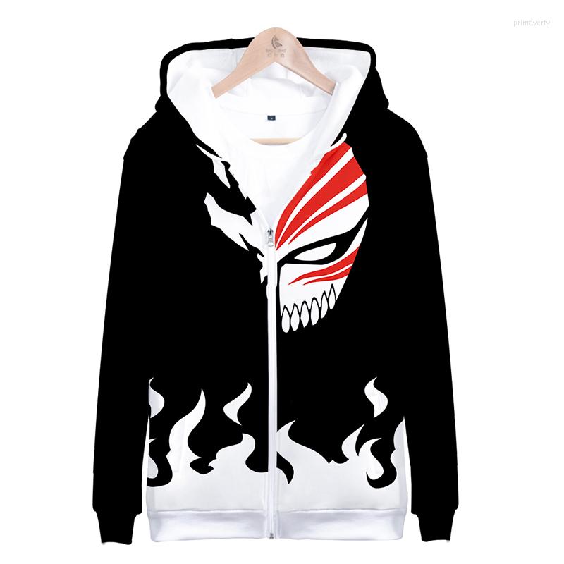 

Men's Hoodies Anime Cartoon Bleach 3d Hoody Cosplay Costume Men Women Zipper Jacket Tops Long Sleeve Zip Up Hooded Sweatshirts Clothes