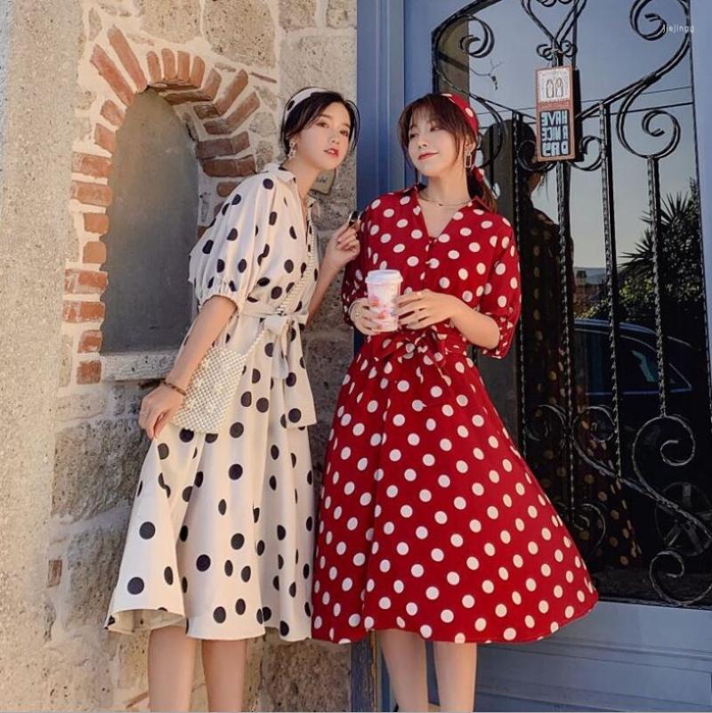 Casual Dresses Women 50S 60S Vintage Chiffon Red Wave Point Elegant Midi Dress V-neck Bodycon Lace Up French Puff Sleeve Vestidos, White
Casual Dresses Women 50S 60S Vintage Chiffon Red Wave Point Elegant Midi Dress V-neck Bodycon Lace Up French Puff Sleeve Vestidos, White