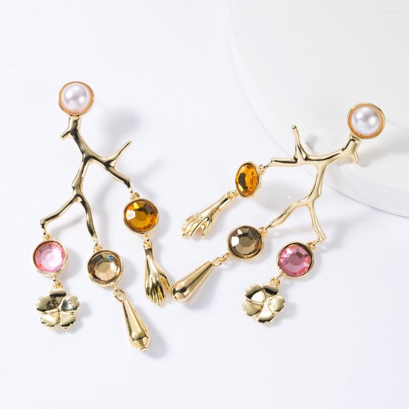 Dangle Earrings Jouval Exaggerated Hand Pearl Crystal Long Drop For Women Punk Gold Branch Tassel Earring Brinco Fashion Jewelry
Dangle Earrings Jouval Exaggerated Hand Pearl Crystal Long Drop For Women Punk Gold Branch Tassel Earring Brinco Fashion Jewelry