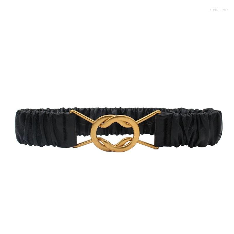 Belts Fashion Lady Design Lambskin Fold Elastic Wide Belt Double-ring Buckle Girdle Retro Black, Picture shown
Belts Fashion Lady Design Lambskin Fold Elastic Wide Belt Double-ring Buckle Girdle Retro Black, Picture shown