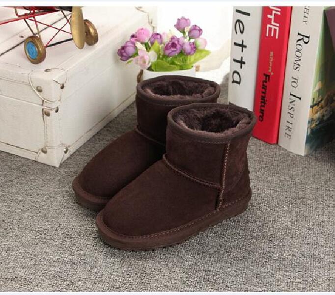 

designer Snow Boots Winter Boot Real Australian Kids Boy Girl Children Baby Warm Juvenile Student Ankle Boot eur25-34 FT, Chocolate