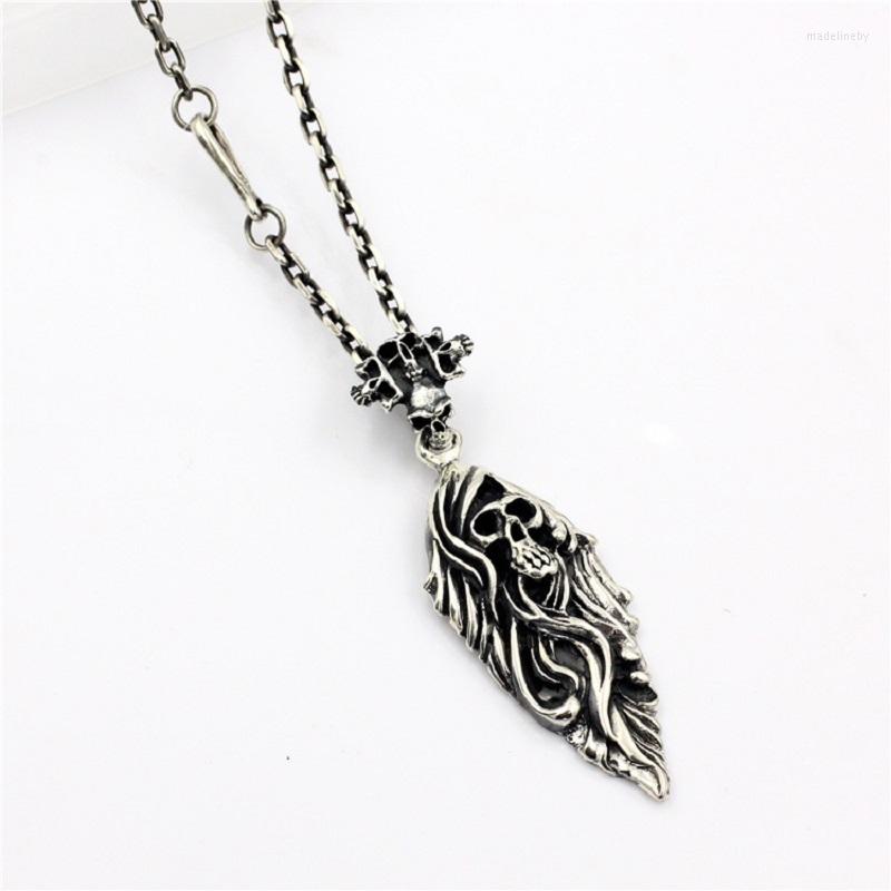 Chains 2022 Pure S925 Silver Thai Handmade Dark Punk Goth Long Hair Skull Witch Personality Trendy Men And Women Pendant Necklace
Chains 2022 Pure S925 Silver Thai Handmade Dark Punk Goth Long Hair Skull Witch Personality Trendy Men And Women Pendant Necklace