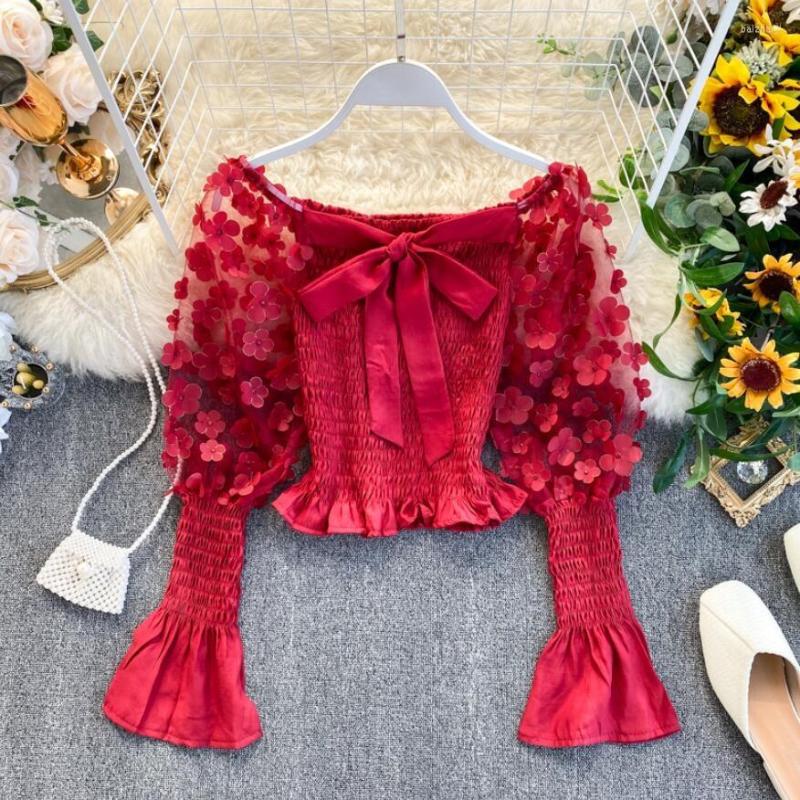 Women's Blouses 2022 Spring Autumn Female Slash Neck Flare Long Sleeve Shirt Women Solid Mesh Short Blouse Tops Shirts Pullover JW9303, Black shirts women 
Women's Blouses 2022 Spring Autumn Female Slash Neck Flare Long Sleeve Shirt Women Solid Mesh Short Blouse Tops Shirts Pullover JW9303, Black shirts women